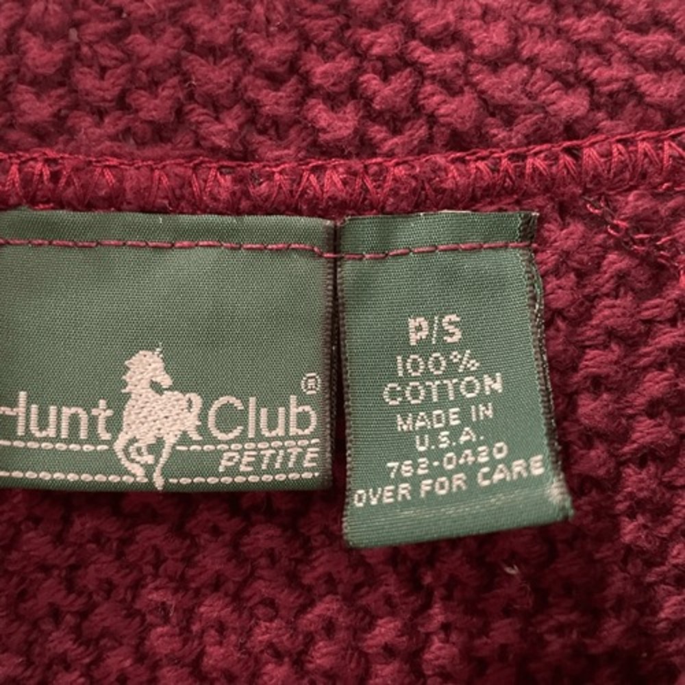 Vintage Hunt Club Maroon Knit Mock Neck‎ Oversized Pullover Fisherman Sweater PS - Picture 6 of 8
